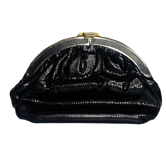 Finesse La Model Vintage Snakeskin Black Egyptian Metal Clutch Crossbody Bag - Picture 5 of 12
